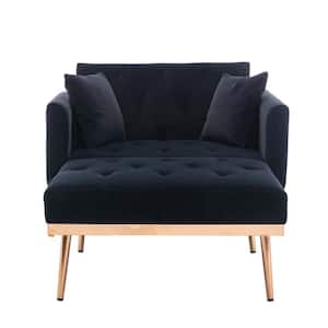 41 in. Wide Black 2-Seat Square Arm Velvet Mid-Century Modern Straight Sofa