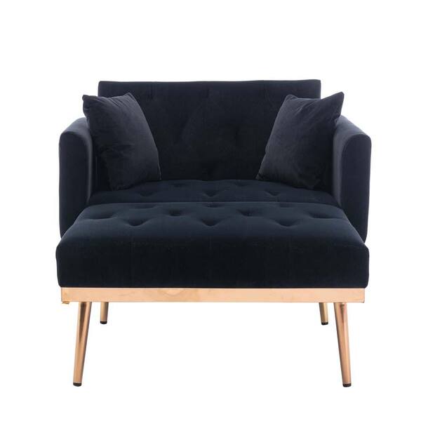 wetiny 41 in. Wide Black 2-Seat Square Arm Velvet Mid-Century Modern Straight Sofa