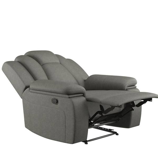 Ottomanson Easy Assembly, Living Room Recliner Back Support, Reading Chair  for Home with Footrest, with Cupholders, Grey W/Cupholders