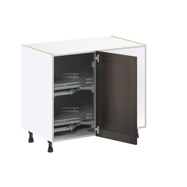 Georgetown 39 in. W x 24 in. D x 34.5 in. H Assembled Right Pullout Blind Corner Kitchen Cabinet in Chestnut
