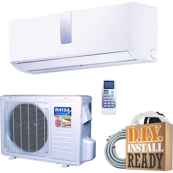 DIY Super Efficiency 9,000 BTU 3/4+ Ton Inverter Ductless Mini Split Air Conditioner and Heat Pump - 110V/60Hz