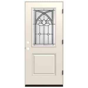 36 in. x 80 in. Left-Hand 1/2 Lite Ardsley Decorative Glass Primed Fiberglass Prehung Front Door