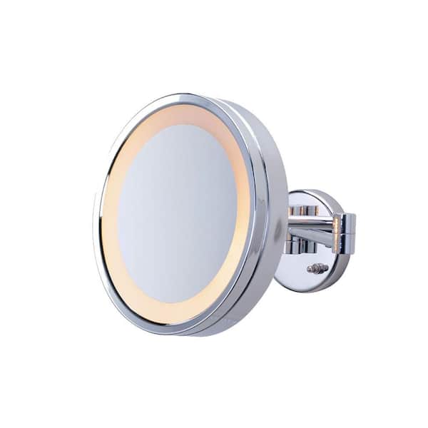 Jerdon 10 in. L x 10 in. Lighted Wall Makeup Mirror in Chrome