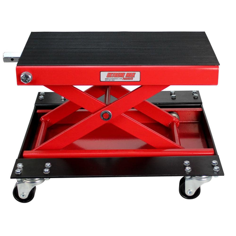 Extreme Max Wide Motorcycle Scissor Jack with Dolly - 1100 lbs