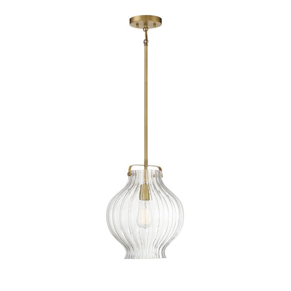 Savoy House 1 Light Natural Brass Shaded Pendant Light
