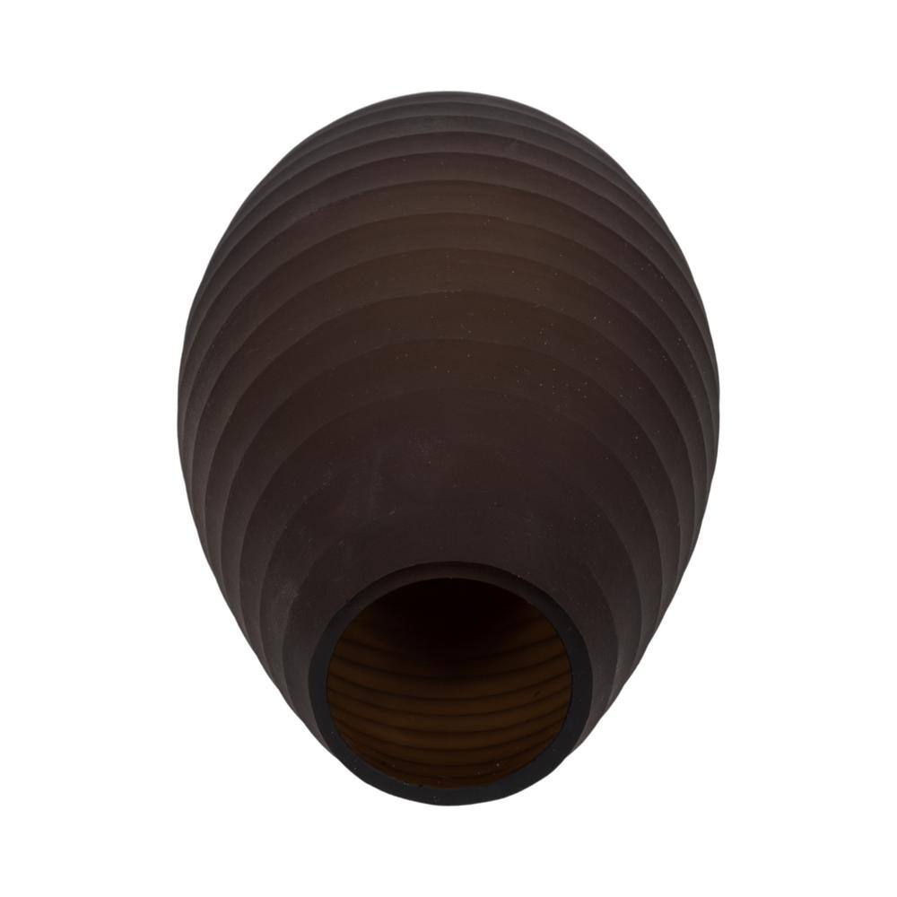 Champagne Ridged Glass Urn Vase, 14" Tall
