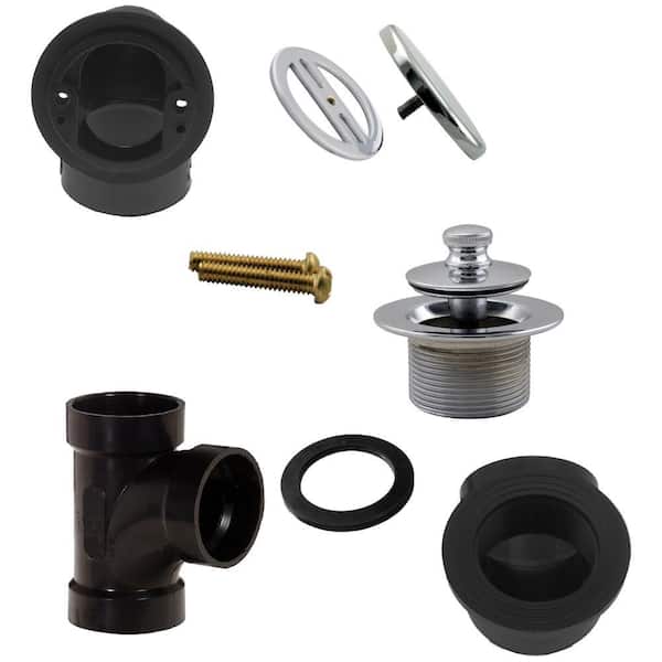 Unbranded Illusionary Overflow, Sch. 40 ABS Plumbers Pack with Lift and Turn Bath Drain in Polished Chrome