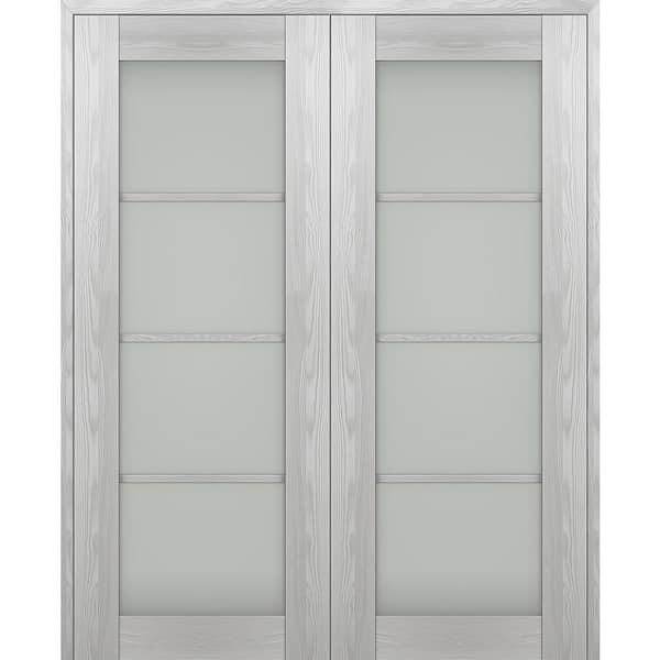 Belldinni Vona 36"x 80" Both Active 4-Lite Frosted Glass Ribeira Ash Wood Composite Double Prehung French Door