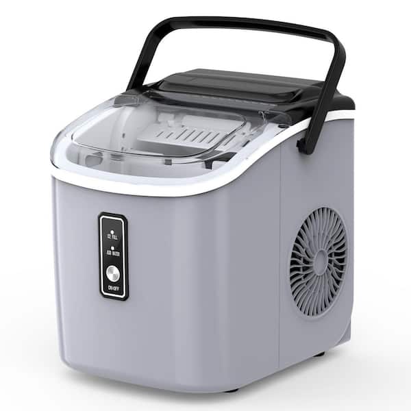 9.4 in. 26. 5 lb. /24H Bullet Ice Countertop Portable Ice Maker w/ Basket and Scoop in Grey, 9-Cubes/6Mins Auto-Cleaning