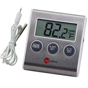 Refrigerator Freezer Thermometer with Alarm High and Low-Temperature Alarms Settings Stainless Steel in White