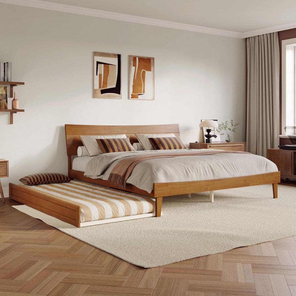 AFI Phoenix Light Toffee Natural Bronze Wood Frame King Platform