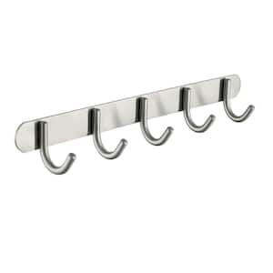 Wall Mounted J-Hook Coat Hook Rack Heavy Duty Robe/Towel Hook Wall Hanger with 5 Hooks in Brushed Nickel