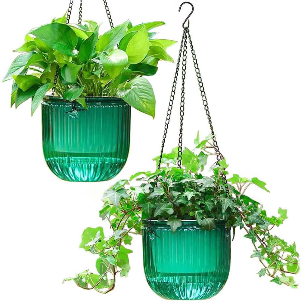 2-Pack 6.5 in. Emerald Green Plastic Round Outdoor Self-Watering Hanging Planters price history on PriceWatchPro