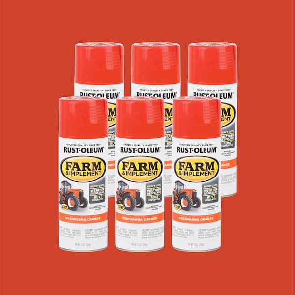 12 oz. Farm and Implement Gloss Husqvarna Orange Enamel Spray Paint (6-Pack)