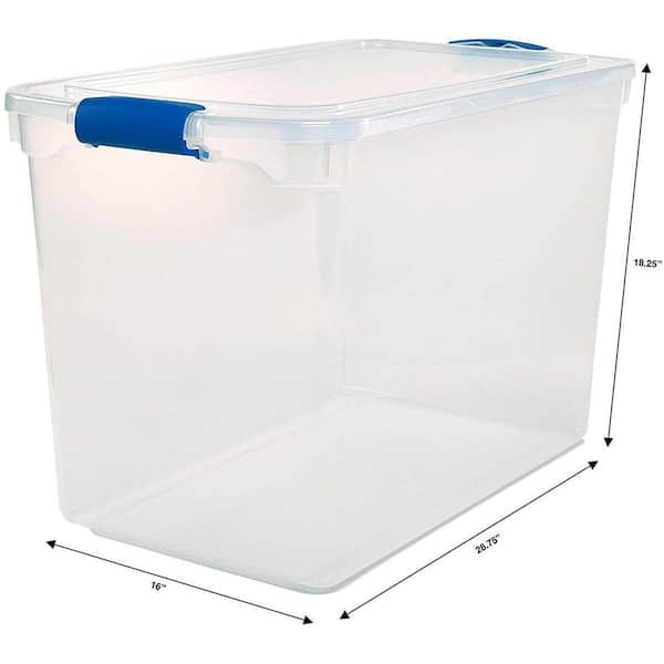 Hommp 4-Pack 70 L Large Clear Storage Boxes, Plastic Latching Boxes with  Wheeles