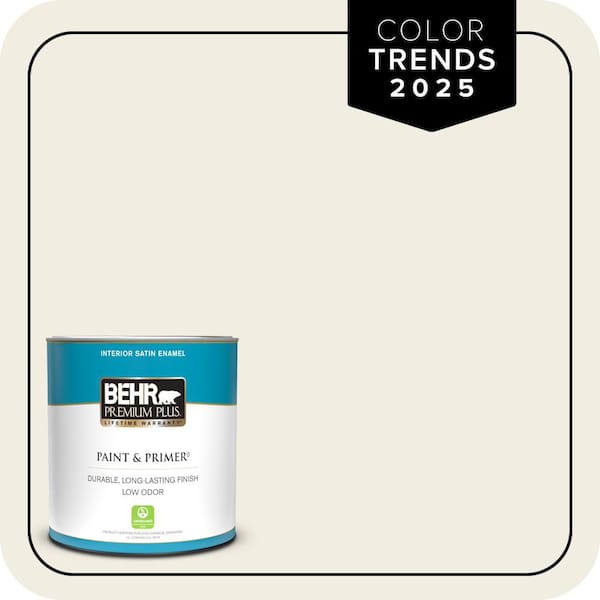 BEHR PREMIUM PLUS 1 qt. Designer Collection #DC-003 Blank Canvas Satin Enamel Low Odor Interior Paint & Primer