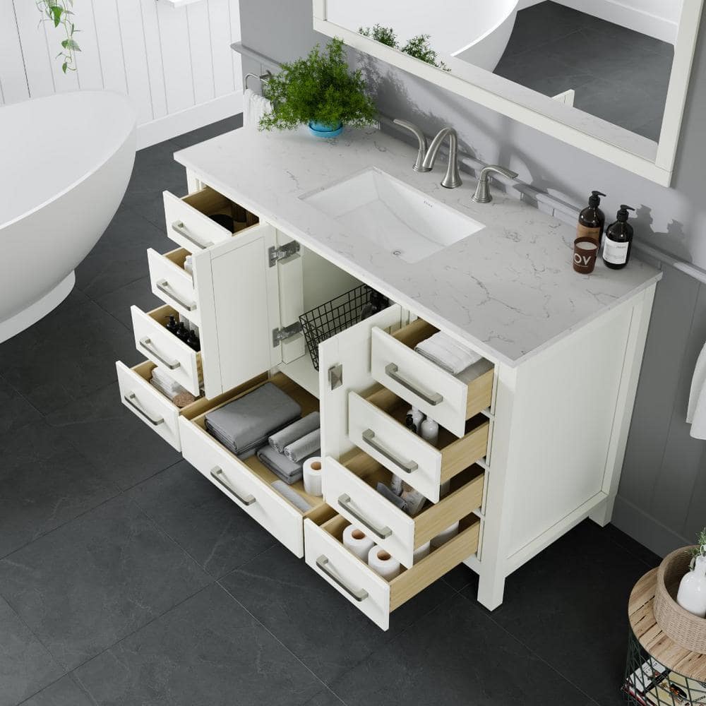 Aberdeen 42" White Marble Single Bathroom Vanity