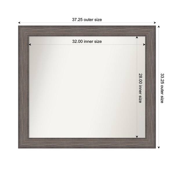 Amanti Art Country Barnwood 37.25 in. x 33.25 in. Custom Non-Beveled Wood Framed Bathroom Vanity Wall Mirror
