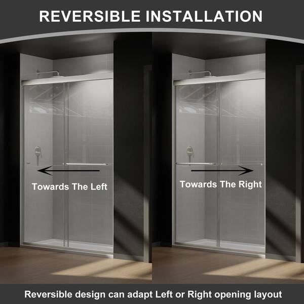 CASAINC 48 in. W x 72 in. H Framed Sliding Shower Door in Brushed Nickel with Tempered Glass