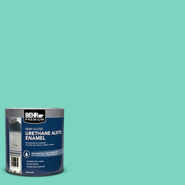 BEHR PREMIUM 1 qt. #P430-3 Green Parakeet Semi-Gloss Enamel Urethane Alkyd Interior/Exterior Paint