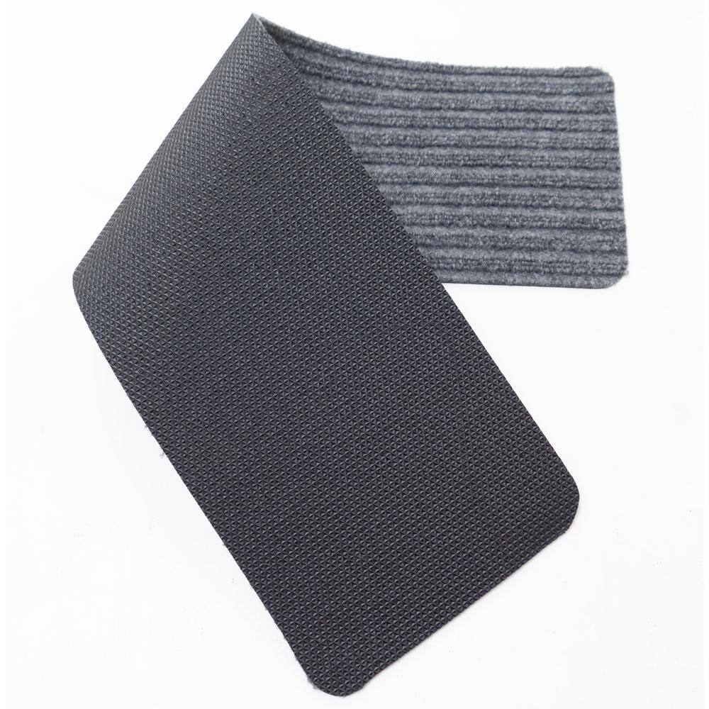 Gray Polyester Skid Resistant Rectangle Carpet Stair Treads Set