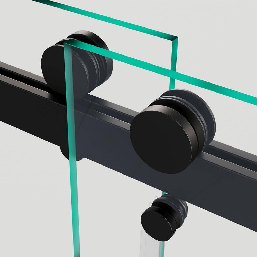 Luna Matte Black Frameless Sliding Tub Door with Clear Glass