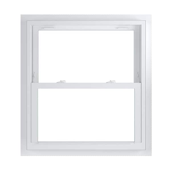 American Craftsman 33.75 in. x 36.75 in. 70 Series White Double Hung Low-E Argon Glass Vinyl Fin with J Window, Screen Incl