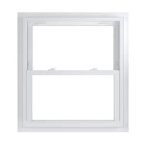 33.75 in. x 36.75 in. 70 Series Low-E Argon Glass Double Hung White Vinyl Fin with J Window, Screen Incl