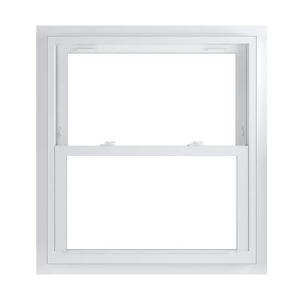 American Craftsman 33.75 in. x 36.75 in. 70 Series Low-E Argon Glass Double Hung White Vinyl Fin with J Window, Screen Incl