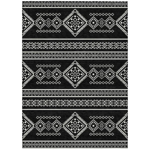 Chantille Machine Washable Indoor/Outdoor Abstract ACN901 Black 2 ft. 6 in. x 3 ft. 10 in. Area Rug