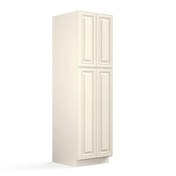 Hausvita 30 in. W x 24 in. D x 96 in. H in Cameo White Plywood Ready to Assemble Floor Wall Pantry Kitchen Cabinet