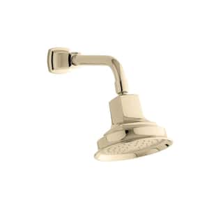 Margaux 1-Spray 5.3 in. Single Wall Mount Fixed Shower Head in Vibrant French Gold