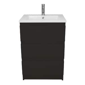 Pepper 24 in. W x 20 in. D Bath Vanity in Black with Acrylic Top in White with White Basin