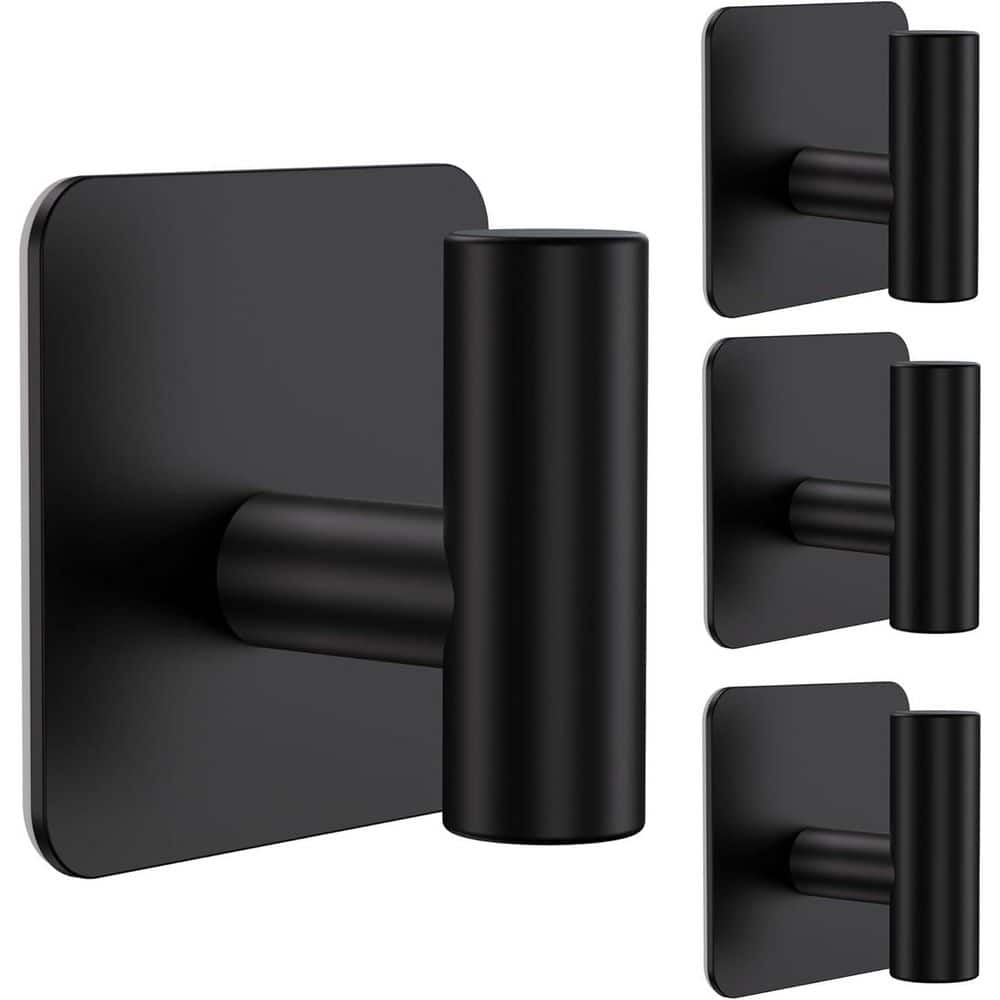Heavy Duty Adhesive Wall Hooks in Matte Black Stainless Steel Bathroom Towel Accessory 4 Pack price history on PriceWatchPro