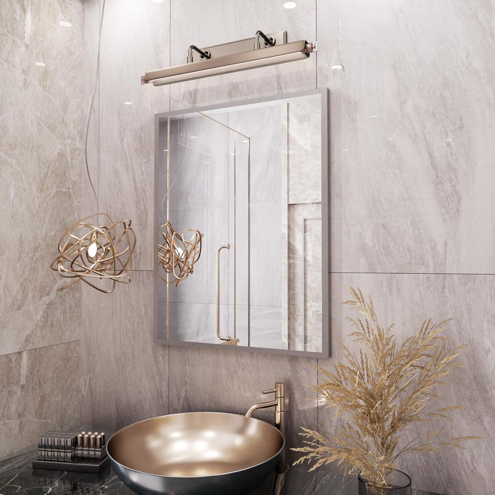 36 in. W x 28 in. H Large Rectangular Right angle Aluminum Framed Wall Mounted Bathroom Vanity Mirror in Brushed Nickel price history on PriceWatchPro