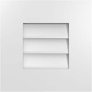 14 in. x 14 in. Vertical Surface Mount PVC Gable Vent: Decorative with Standard Frame
