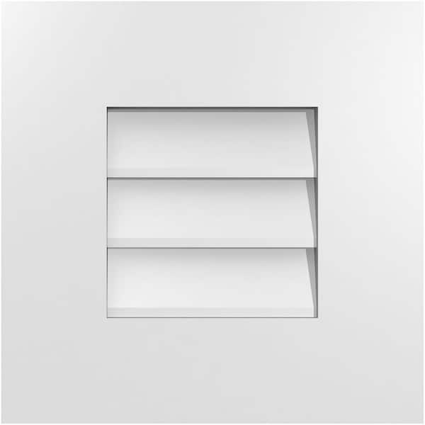 Ekena Millwork 14 in. x 14 in. Vertical Surface Mount PVC Gable Vent: Decorative with Standard Frame