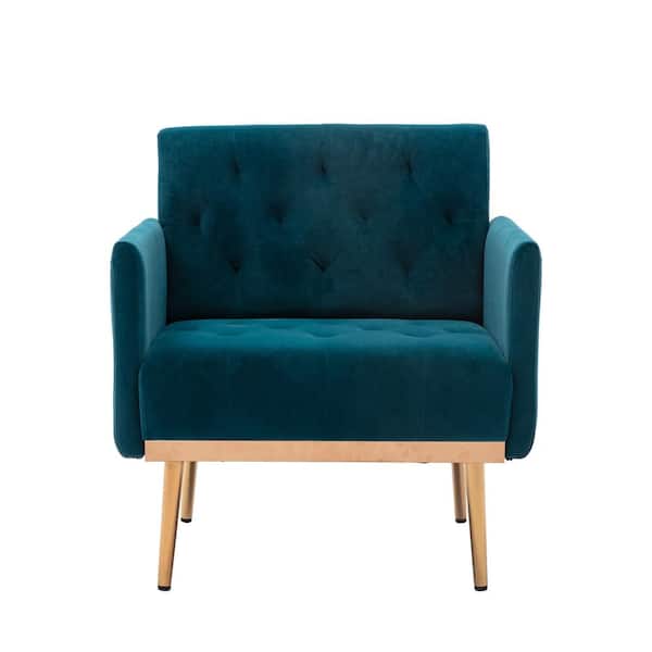STICKON Blackish Green Velvet Arm Chair with Rose Golden Feet (Set of 1)