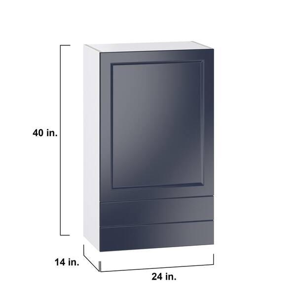 J COLLECTION Devon Painted 24 in. W x 40 in. H x 14 in. D Blue Recessed Assembled Wall Kitchen Cabinet