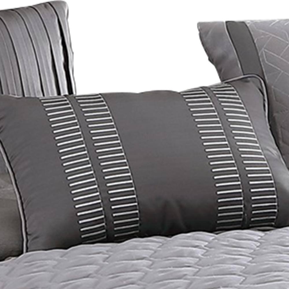 Gray Polyester Queen Comforter Set with Geometric Design