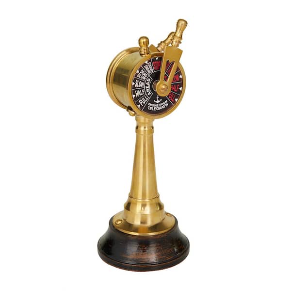 Litton Lane Gold Brass Sextant Compass with Decorative Wood Box (2- Pack)  042078 - The Home Depot