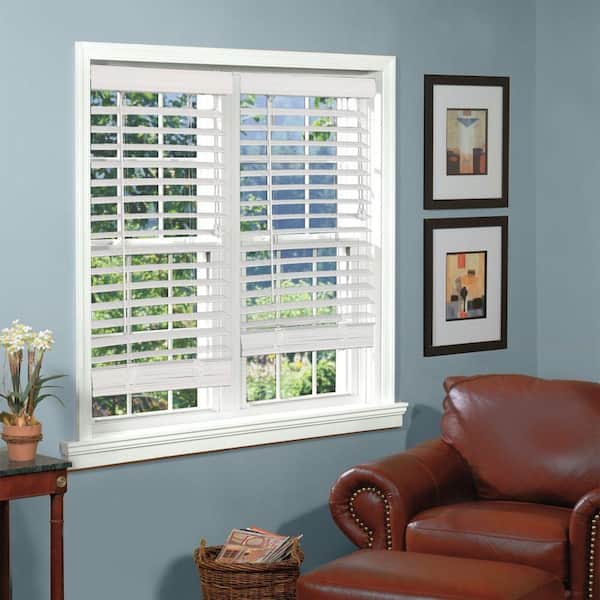 Perfect Lift Window Treatment White 2 in. Textured Faux Wood Blind - 20 in. W x 48 in. L (Actual Size: 20 in. W x 48 in. L)