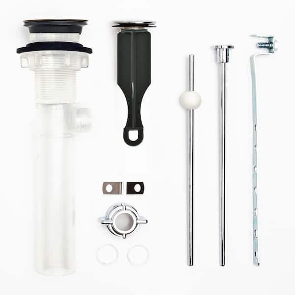 PF WaterWorks Bathroom Pop-Up Drain with Ball Rod, Transparent ABS Body w/o Overflow, 1.6-2" Sink Hole, Chrome