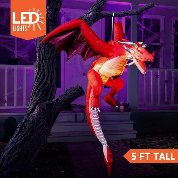 5 ft. Multicolor Halloween Inflatable Hanging Flying Dragon made of Polyester
