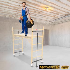 Safeclimb Baker 6.2 ft. L x 6.25 ft. H x 2.5 ft. D Steel Scaffold Platform with Wheels and Scafflock, 1100 lbs. Capacity