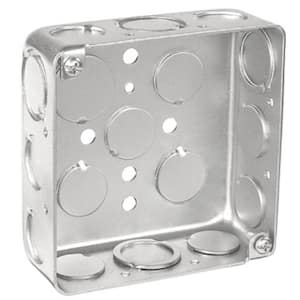 4 in. W x 1-1/2 in. D Steel Metallic Drawn Square Box with Nine 1/2 in. KO's and 8 CKO's (1-Pack)