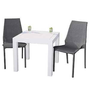 Kent White and Grey 3-Piece Plastic Square Outdoor Dining Set