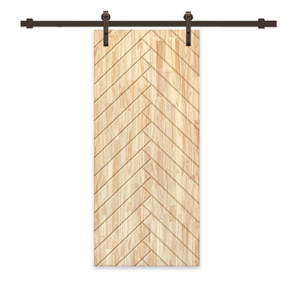 30 in. x 80 in. Natural Pine Wood Unfinished Interior Sliding Barn Door with Hardware Kit price history on PriceWatchPro