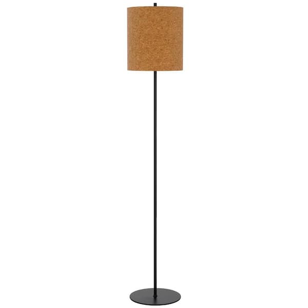 CAL Lighting 62.5 in. Height Black Metal Standard Floor Lamp With PU Shade