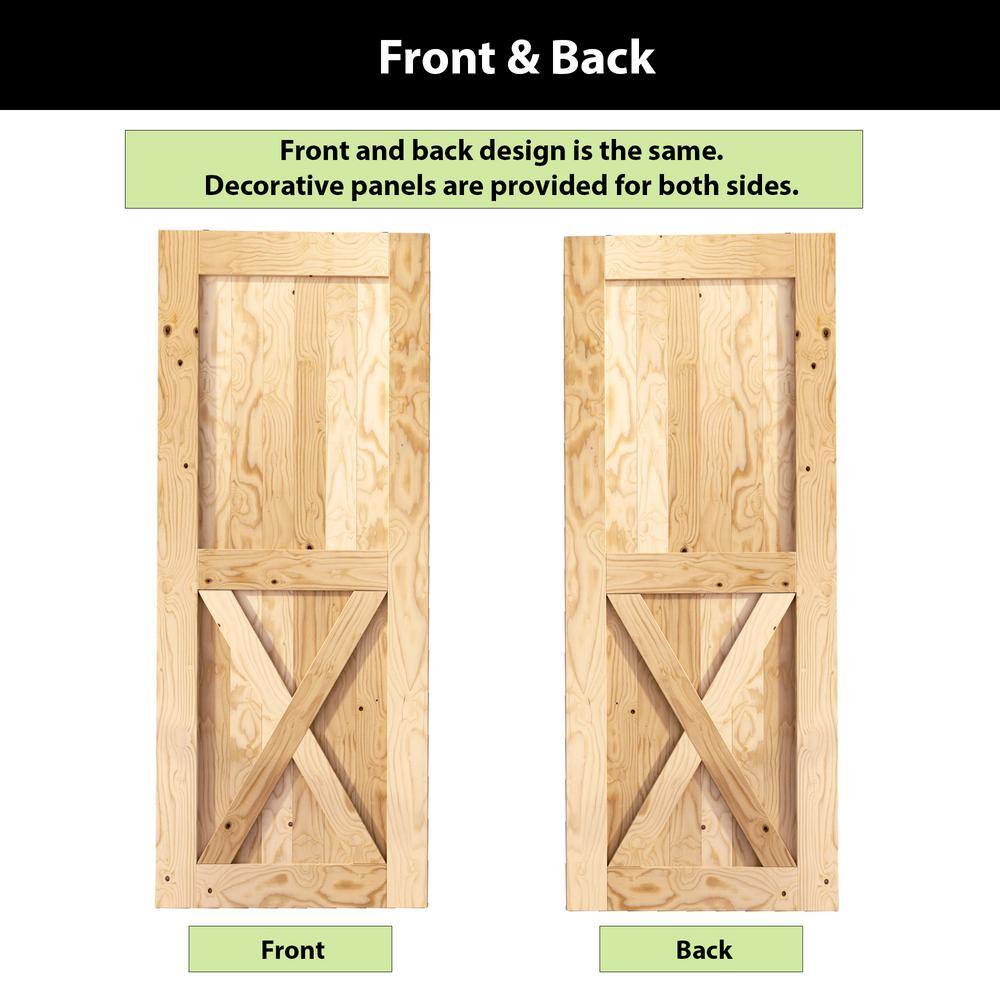 Unfinished 34" x 84" Pine Wood Barn Door